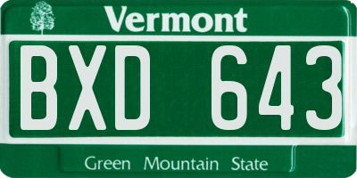 VT license plate BXD643