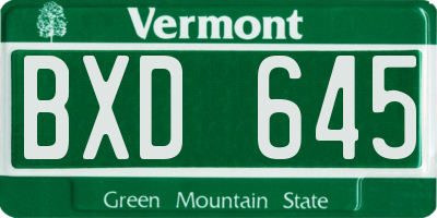 VT license plate BXD645