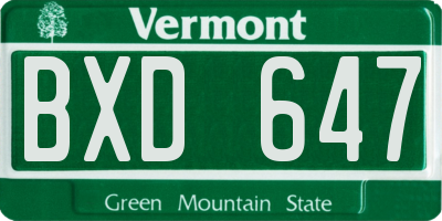 VT license plate BXD647