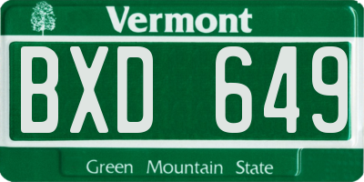 VT license plate BXD649