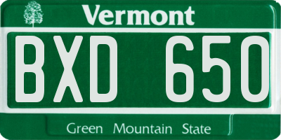 VT license plate BXD650