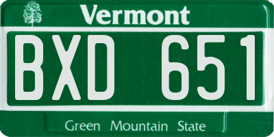 VT license plate BXD651