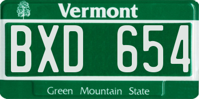 VT license plate BXD654
