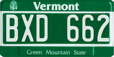 VT license plate BXD662