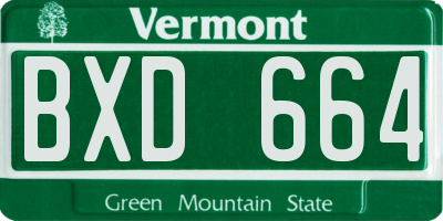 VT license plate BXD664