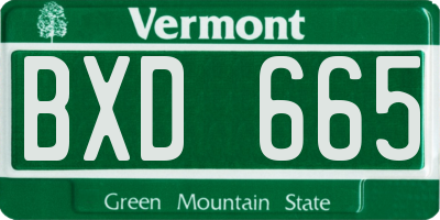 VT license plate BXD665