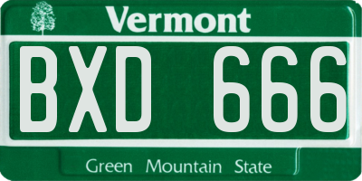 VT license plate BXD666