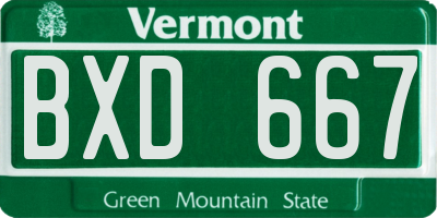 VT license plate BXD667