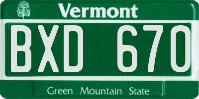 VT license plate BXD670