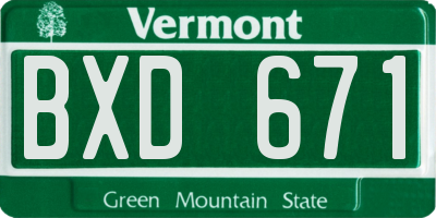 VT license plate BXD671