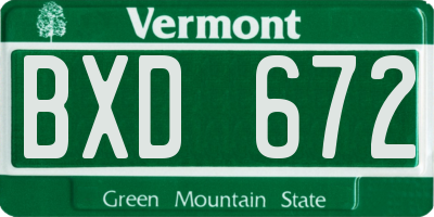 VT license plate BXD672