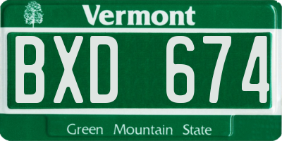 VT license plate BXD674