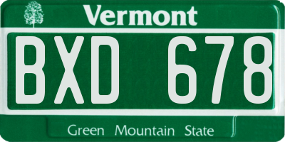 VT license plate BXD678