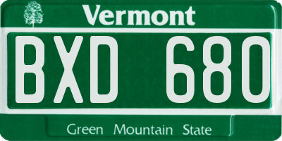 VT license plate BXD680