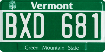 VT license plate BXD681