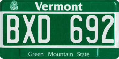 VT license plate BXD692