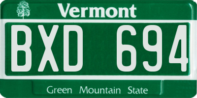VT license plate BXD694