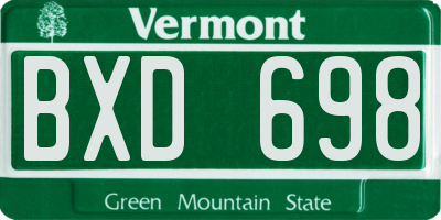 VT license plate BXD698