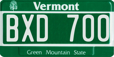 VT license plate BXD700