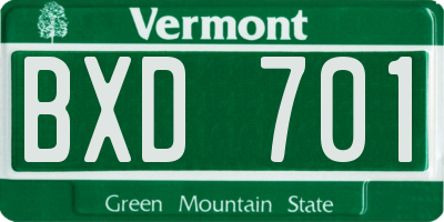 VT license plate BXD701