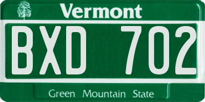 VT license plate BXD702