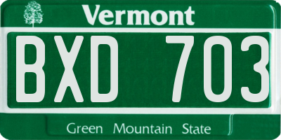 VT license plate BXD703