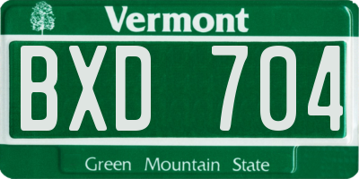 VT license plate BXD704