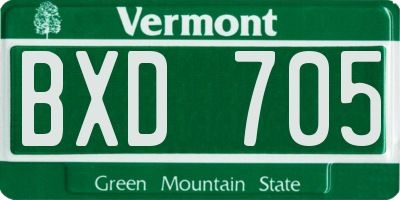VT license plate BXD705