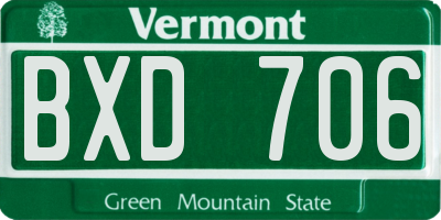 VT license plate BXD706