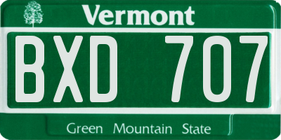 VT license plate BXD707
