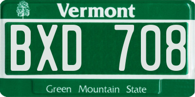 VT license plate BXD708