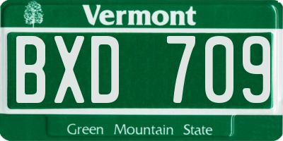 VT license plate BXD709
