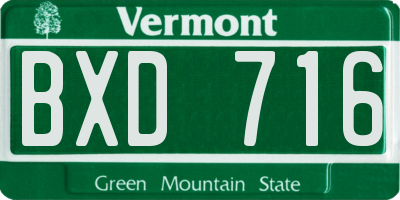 VT license plate BXD716