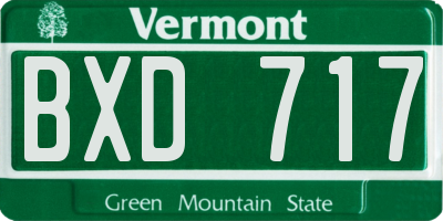 VT license plate BXD717