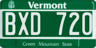 VT license plate BXD720