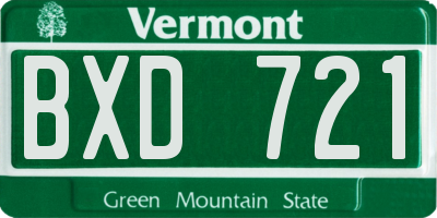 VT license plate BXD721