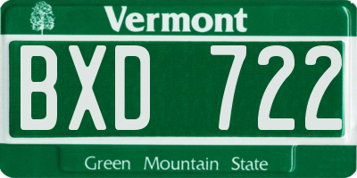 VT license plate BXD722