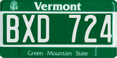 VT license plate BXD724
