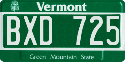 VT license plate BXD725