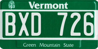 VT license plate BXD726