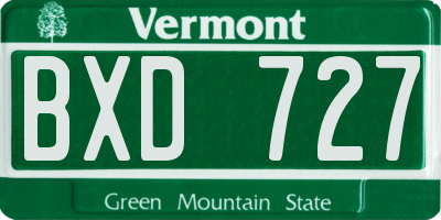 VT license plate BXD727