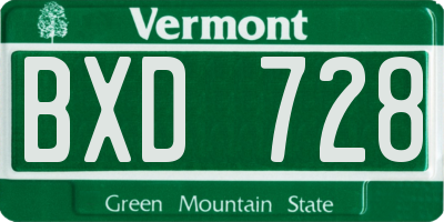 VT license plate BXD728