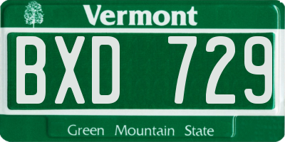 VT license plate BXD729