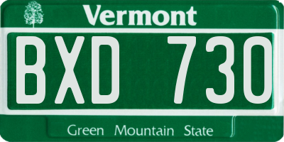 VT license plate BXD730