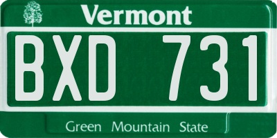 VT license plate BXD731