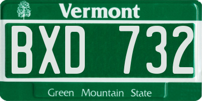 VT license plate BXD732