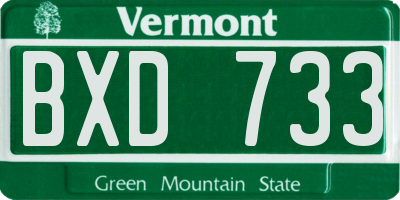 VT license plate BXD733