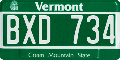 VT license plate BXD734