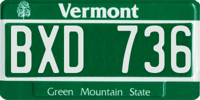 VT license plate BXD736