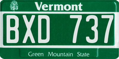 VT license plate BXD737